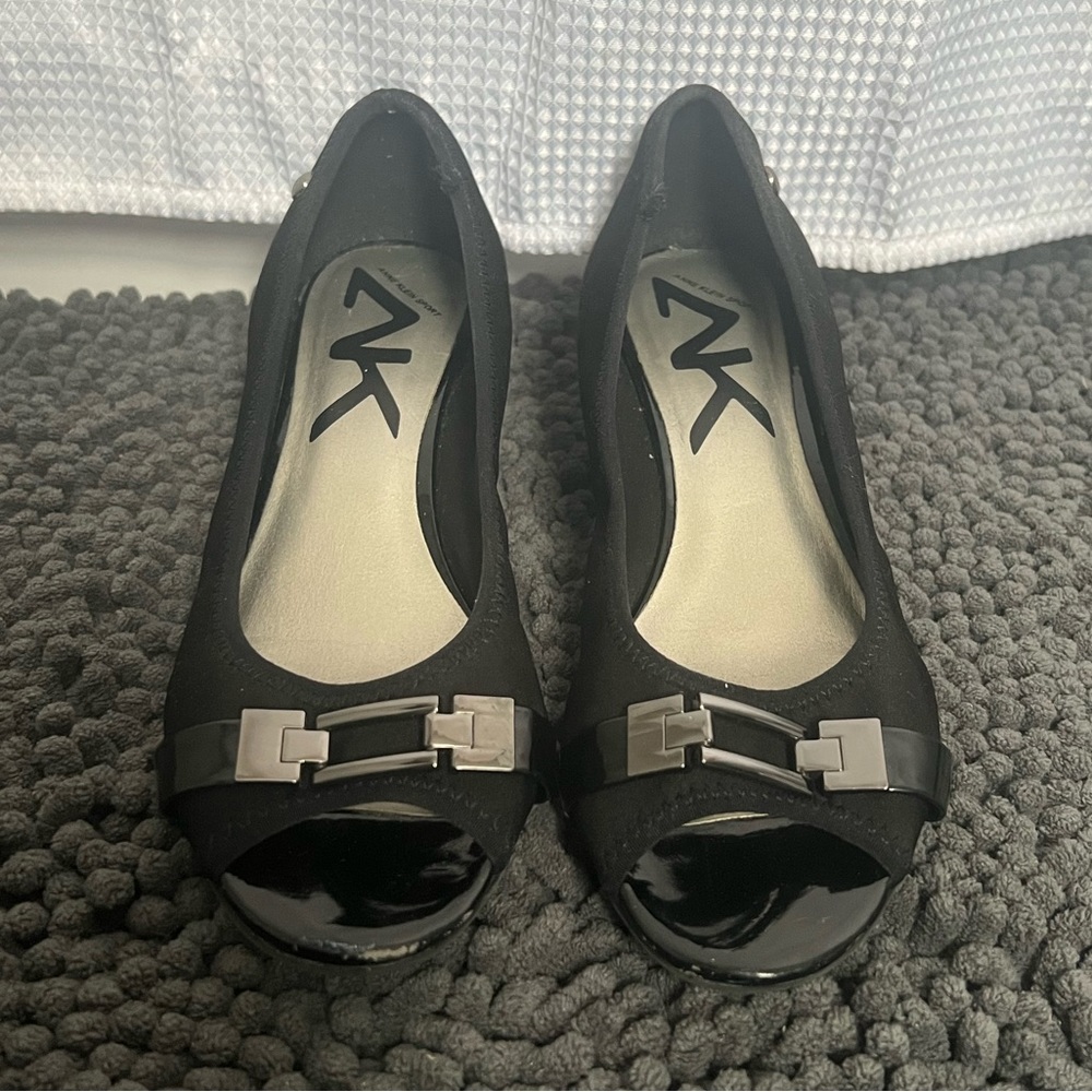 Anne Klein Sport | Black Open Toe Wedge Work Shoe